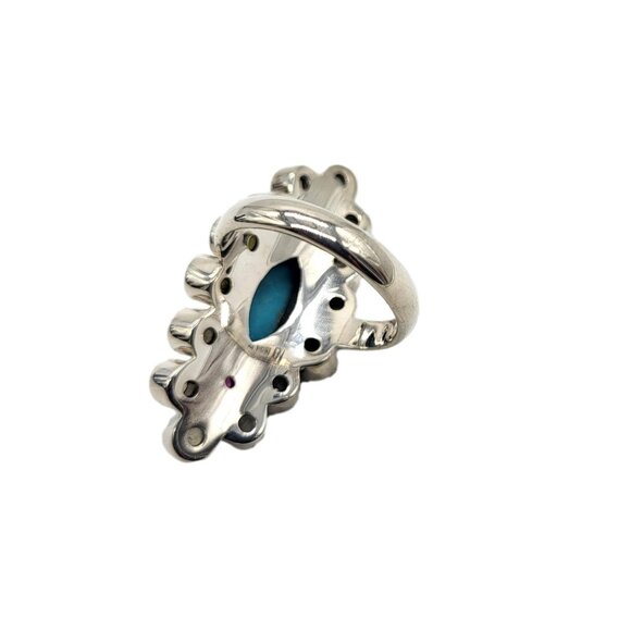 Nicky Butler Sz 8 Turquoise Gems Marquise Shape Ring Size 8 .925 Sterling Silver - Picture 3 of 4